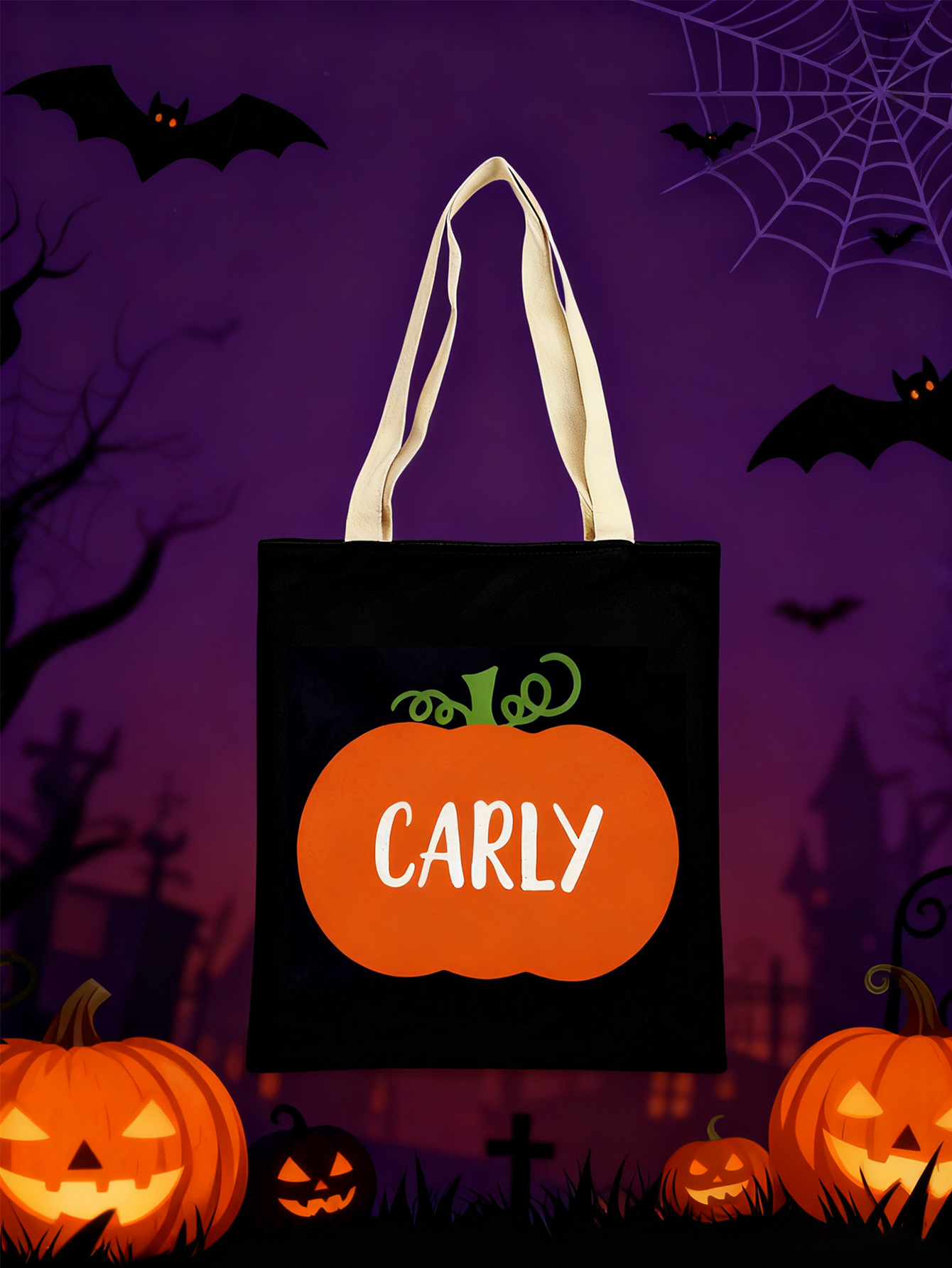 Personalized Pumpkin Halloween Treat Bag